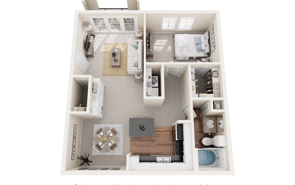 A5 - 1 bedroom floorplan layout with 1 bathroom and 753 square feet (3D)